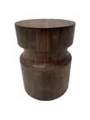 Homezia 16" Brown Solid Wood Round End Table