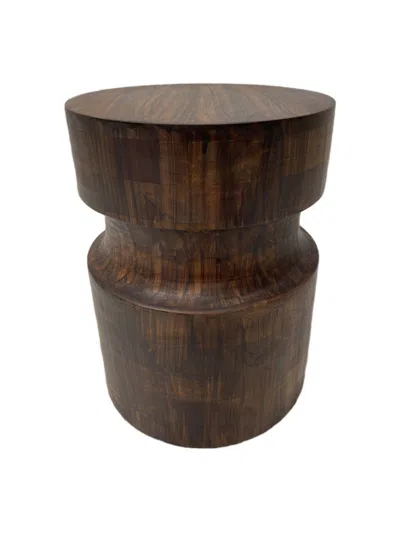 Homezia 16" Brown Solid Wood Round End Table