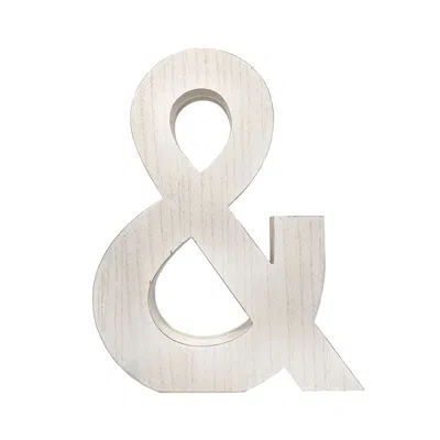 Homezia 16" Distressed White Wash Wooden Initial Ampersand Sculpture In Gray