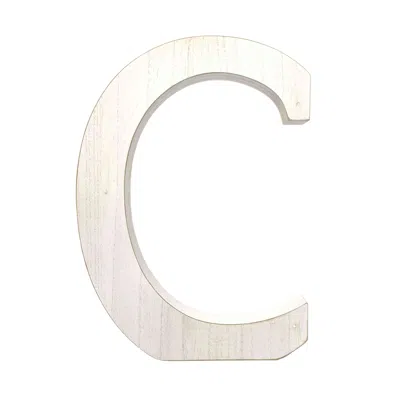 Homezia 16" Distressed White Wash Wooden Initial Letter C Sculpture