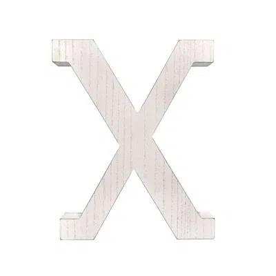 Homezia 16" Distressed White Wash Wooden Initial Letter X Sculpture
