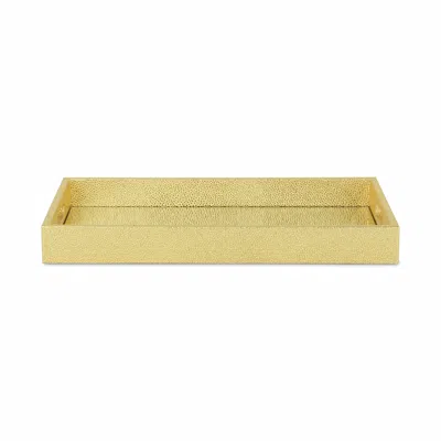 Homezia 16" Gold Rectangular Wood Handmade Tray With Handles In Multi