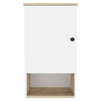 Homezia 16" Light Oak And White Wall Mounted Cabinet With Three Shelves