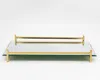 Homezia 16" Mirror And Gold Rectangular Glass Vanity Tray In Multi