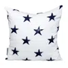 Homezia 16" White And Blue Star Cotton Throw Pillow