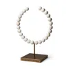 Homezia 16" White And Gold Wood And Metal Modern Abstract Tabletop Sculpture