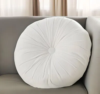 Homezia 16" White Round Velvet Throw Pillow