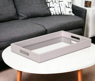 Homezia 16" White Shagreen And Mirror Tray In Multi