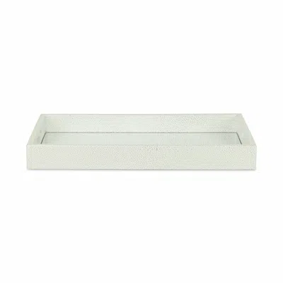 Homezia 16" White Silver Rectangular Wood Handmade Tray With Handles In Multi