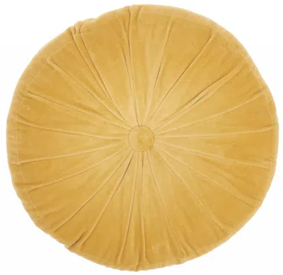 Homezia 16" X 16" Multicolor Round Velvet Throw Pillow In Gold