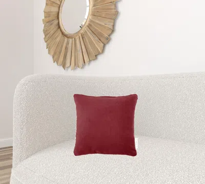 Homezia 16" X 16" Red Solid Color Velvet Throw Pillow