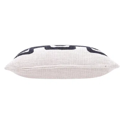 Homezia 16" X 24" Black Ivory 100% Cotton Geometric Zippered Pillow