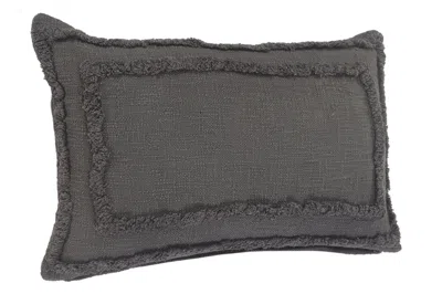 Homezia 16" X 24" Dark Gray 100% Cotton Geometric Zippered Pillow