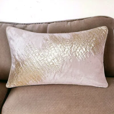 Homezia 16" X 24" Gold Abstract Polyester Zippered Pillow With Beads