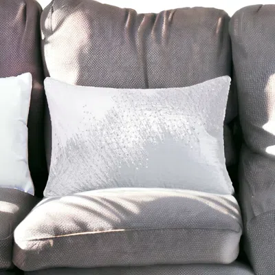Homezia 16" X 24" Ivory Abstract Polyester Zippered Pillow With Beads
