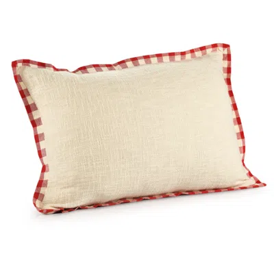 Homezia 16" X 24" Ivory And Red Christmas Cotton Zippered Pillow In Neutral