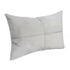 Homezia 16" X 24" Ivory Patchwork Faux Leather Zippered Pillow