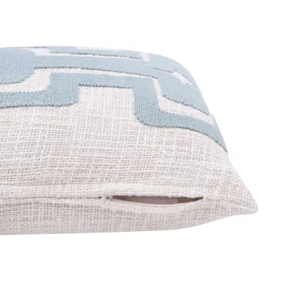 Homezia 16" X 24" Light Blue And Ivory 100% Cotton Geometric Zippered Pillow