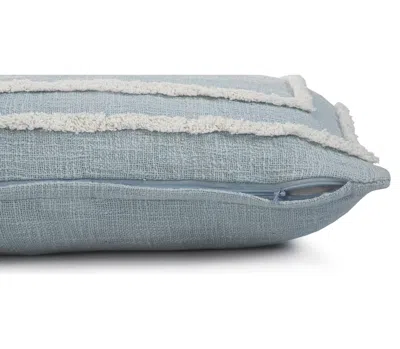 Homezia 16" X 24" Sky Blue And White 100% Cotton Geometric Zippered Pillow