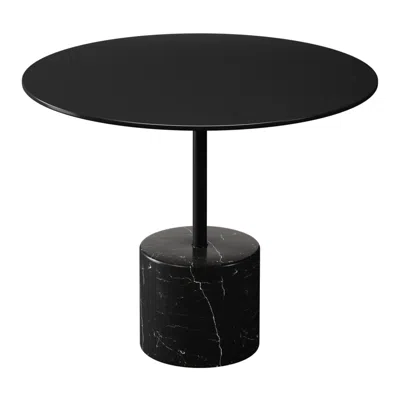 Homezia 17" Black Steel And Stone Round Coffee Table
