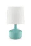 Homezia 17" Blue Metal Bedside Table Lamp With White Shade