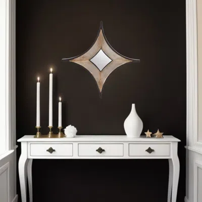Homezia 17" Dark Brown Diamond Framed Accent Mirror