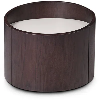 Homezia 17" Dark Brown Solid Wood Round End Table