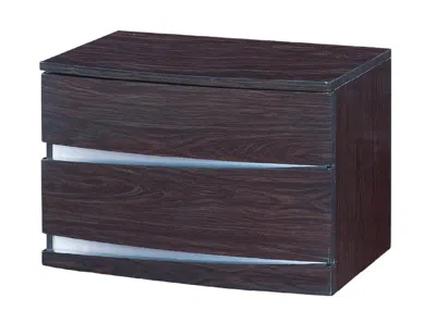 Homezia 17" Dark Brown Two Drawers Manufactured Wood Mirrored Nightstand