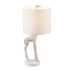Homezia 17" Gold Textured Giraffe Table Lamp With White Drum Shade