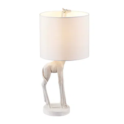 Homezia 17" Gold Textured Giraffe Table Lamp With White Drum Shade
