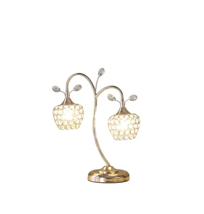 Homezia 17" Gold Two Light Bedside Table Lamp With Clear Novelty Shade