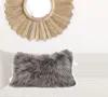Homezia 17" Grey Genuine Tibetan Lamb Fur Pillow With Microsuede Backing