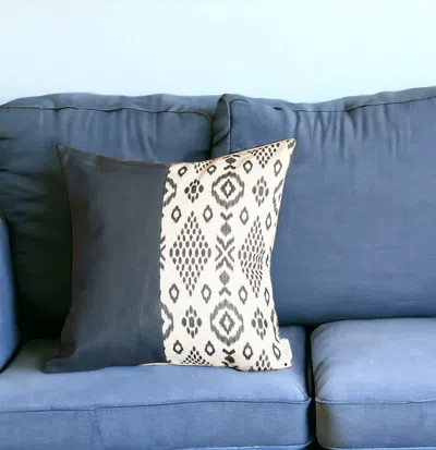 Homezia 17" Navy Blue Faux Leather Throw Pillow Cover In Multi