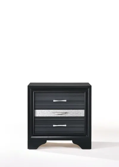 Homezia 17" Rectangular Three Drawers Nightstand With Solid Wood Top In Blue