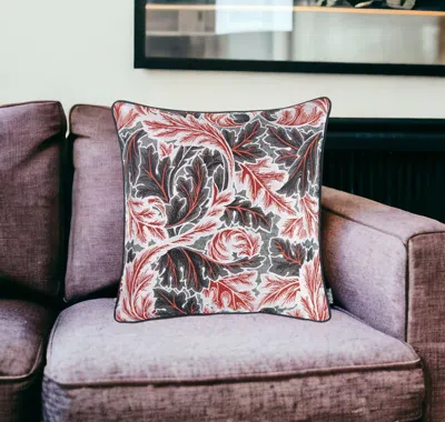 Homezia 17" Red And White Throw Pillow Cover In Brown