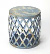 Homezia 17" Rustic Blue Iron Lattice Round Top End Table