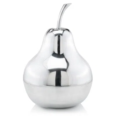 Homezia 17" Silver Buffed Aluminum Decorative Pear Tabletop Sculpture