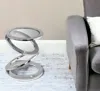 Homezia 17" Silver Glass Round End Table