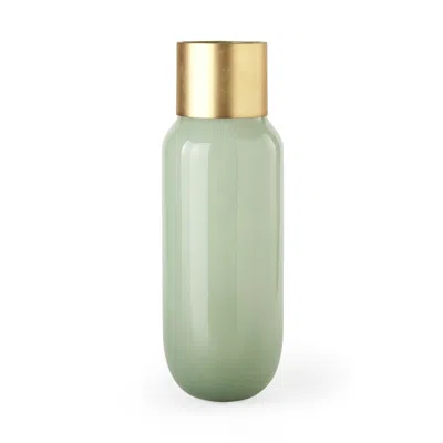 Homezia 17" Smokey Green And Glass Narrow Vase