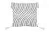 Homezia 17" X 17" Grey And White Interlocking Zippered Polyester Throw Pillow With Tassels