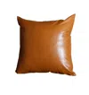 Homezia 17" X 17" Solid Brown Faux Leather Decorative Pillow Cover