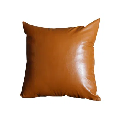 Homezia 17" X 17" Solid Brown Faux Leather Decorative Pillow Cover