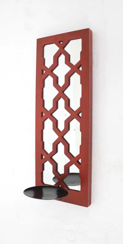 Homezia 17 X 5 X 6 Red Mirrored - Candle Holder Sconce