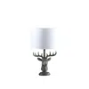 Homezia 18" Antiqued Bronzed Stag Bust Table Lamp With White Drum Shade