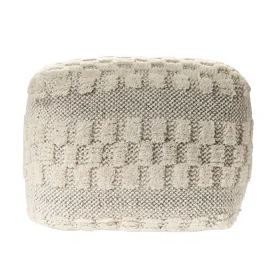 Homezia 18" Beige Wool Ottoman
