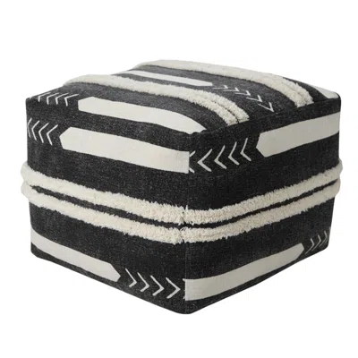 Homezia 18" Black 100% Cotton Ottoman In Multi