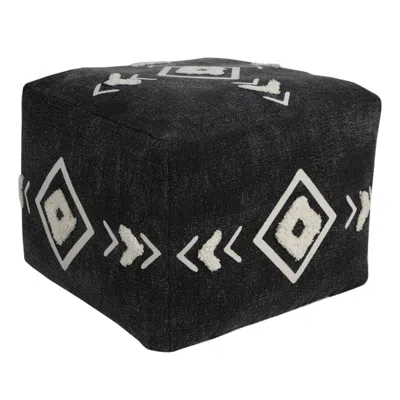 Homezia 18" Black 100% Cotton Ottoman