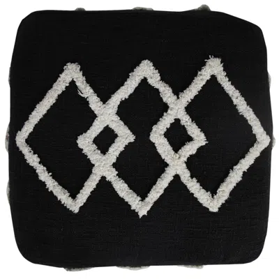 Homezia 18" Black 100% Cotton Ottoman