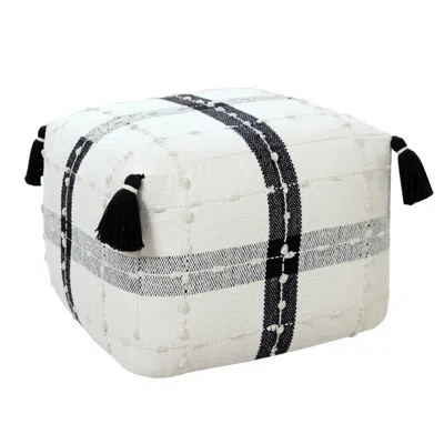 Homezia 18" Black 100% Cotton Ottoman In Burgundy