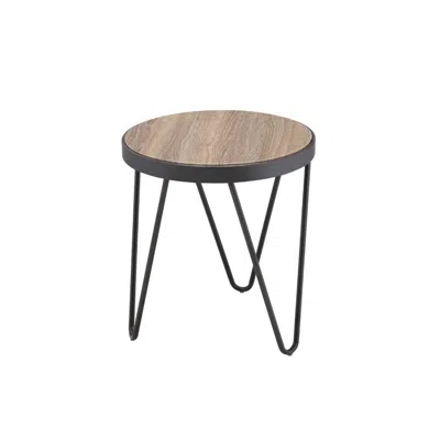 Homezia 18" Black And Brown Solid Wood Round End Table